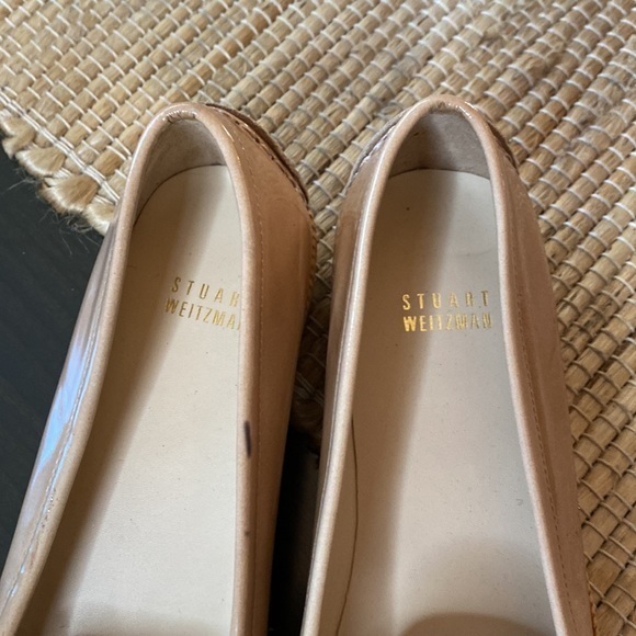 Stuart Weitzman Tan Patton Leather Low Wedge Loafer‎ Shoes Size 8.5 - Picture 6 of 8